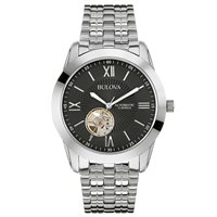 Armbanduhr Bulova Herr Automatic Open Heart in Stahl 96A158